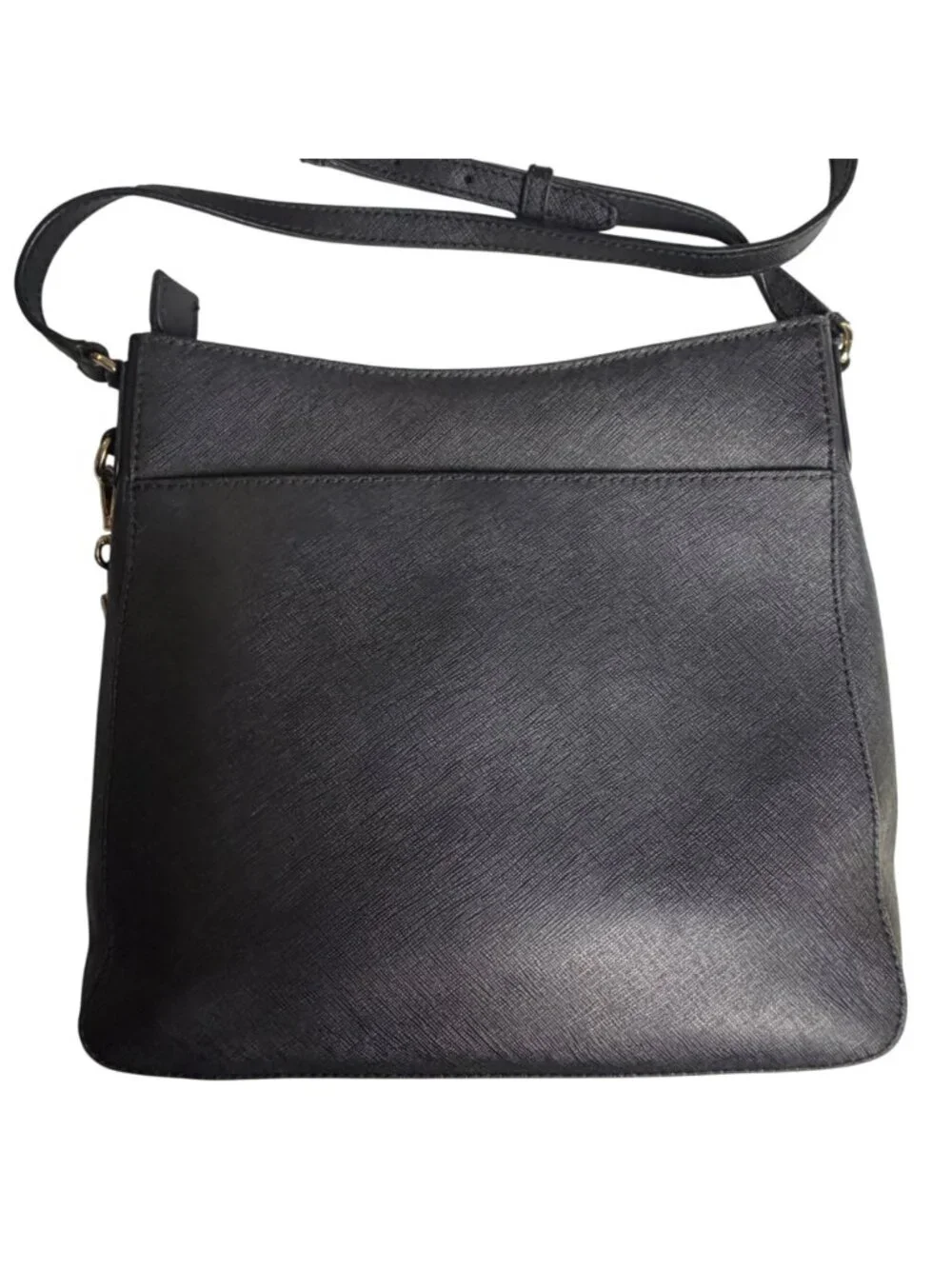Michael Kors Black Saffiano Crossbody Bag Gold-Tone Hardware Bag Charm